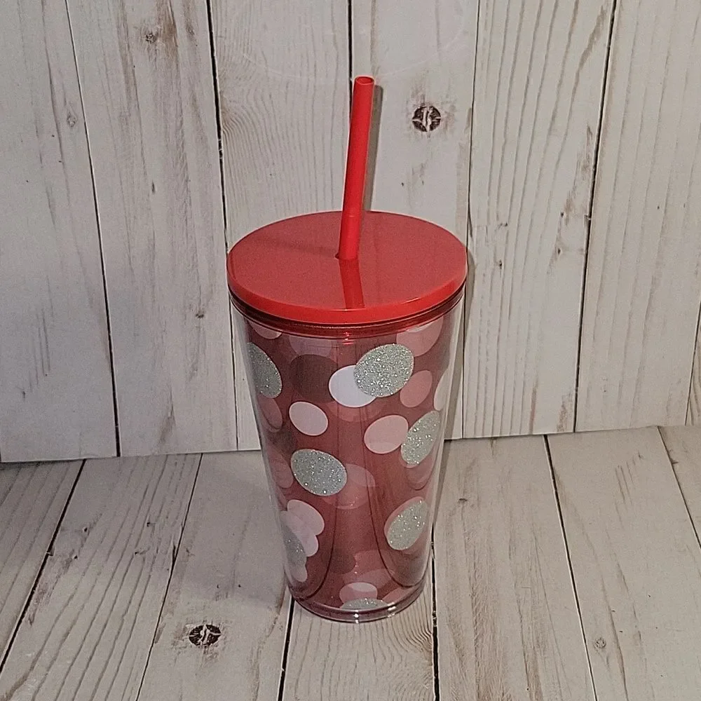 STARBUCKS Holiday Christmas 2019 Red Silver Polka Dot Valentine Tumbler 16oz NEW